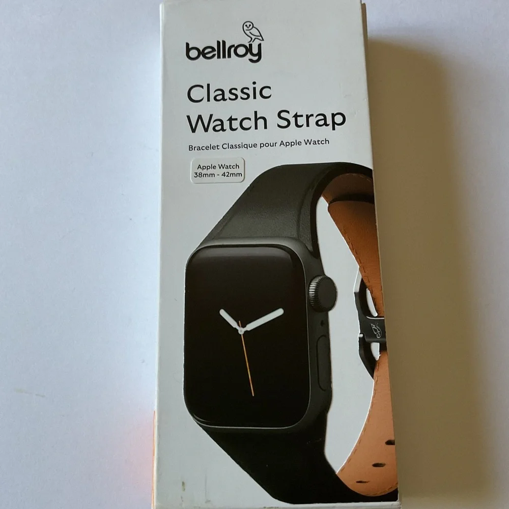 BELLROY CLASSIC APPLE WATCH LEATHER STRAP BLACK SMALL APPLE WATCH 38-42 NWT